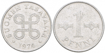 ФИНЛЯНДИЯ 1 ПЕННИ 1974 КМ 44a алюминий 3309-266