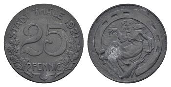 Тале 25 пфеннигов 1921 Funck 537.6, Men18 31181.5 цинк 1531-1044