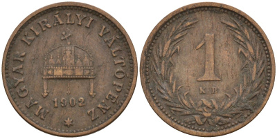 Венгрия 1 филлер 1902 Франц Иосиф (1848-1916) KM 480 бронза 4152-134