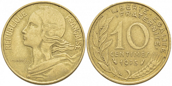ФРАНЦИЯ 10 САНТИМОВ 1975 ТИП MARIANNE KM 929 медь алюминий никель 3309-1056