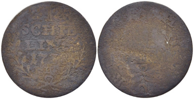 Гамбург 1 шиллинг 1768 OHK KM 160 серебро 66-1135