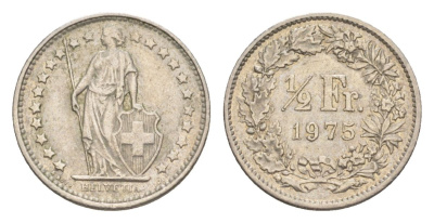 Швейцария 1/2 франка 1975 KM 23a медно-никель 4632-469