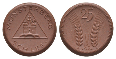 Мюнстерберг 25 пфеннигов ND (1921) Men05 18133.9, Men18 22686.9, Scheuch 199a фарфор 1094-9-72