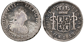 Перу 1/2 реала 1796 KM 93 серебро 4174-745