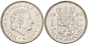 Нидерланды 1 гульден 1980 Юлиана (1948-1980) KM 184а никель 4584-446