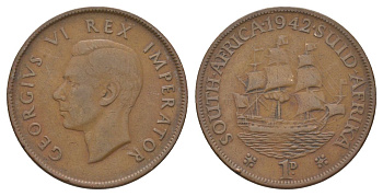 ЮАР 1 пенни 1942 KM 25 бронза 4512-411