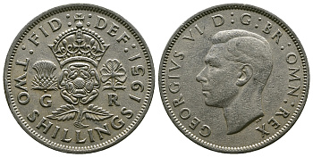 Великобритания 2 шиллинга (флорин) 1951 Георг VI (1936-1952) KM 878, Spink 4107 медно-никель 4607-731