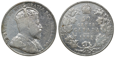 Канада 50 центов 1903 H, Эдуард VII KM 12 серебро 4044-733