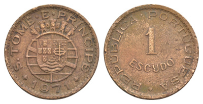 Сан-Томе и Принсипи 1 эскудо 1971 KM 18 бронза 4646-626