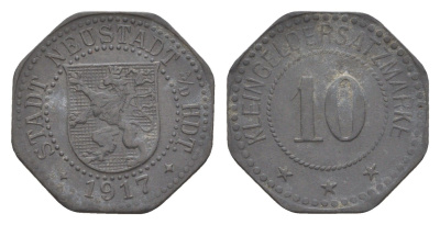 Нойштадт-ан-дер-Хардт 10 пфеннигов 1917 Funck 374.2, Men18 23348.2 цинк 4643-961