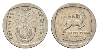 ЮАР 1 ранд 2009 KM 468 медь плакированная никелем 4627-536
