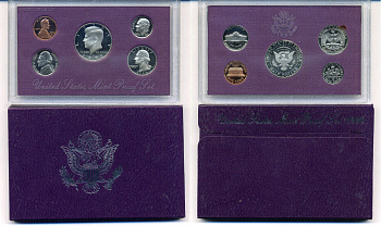 США годовой набор из 5 монет (1, 5, 10, 25 и 50 центов) 1990 в оригинальной упаковке KM PS163 (164a, A192, 195a, 201b и 202b) PROOF 8-2-02-38