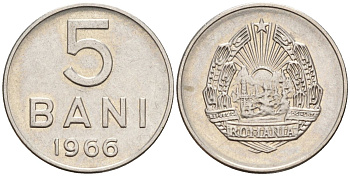 Румыния 5 бани 1966 год тип KM 92 сталь плакированная никелем 4152-534