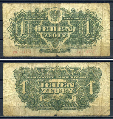 Польша 1 злотый 1944 Pick 105 a бумага 8621-33-1-2