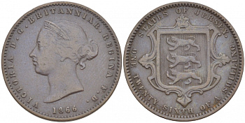 Джерси 1/26 шиллинга 1866 Виктория (1837-1901) KM 4 бронза 4539-923