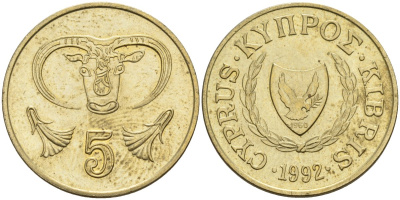 Кипр 5 центов 1992 KM 55.3 никель латунь 4141-1024