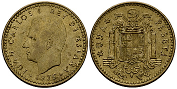 Испания 1 песета 1975 Хуан Карлос I (1975-2014) KM 806 алюминиевая бронза 4176-326