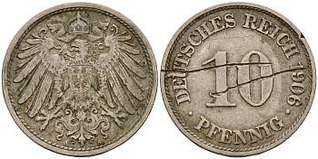 Германия 10 пфеннигов 1906 A J. 13,  KM 12 медно-никель    4603-655