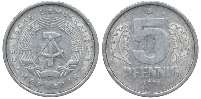 ГДР 5 ПФЕННИГОВ 1979 А алюминий 62-354