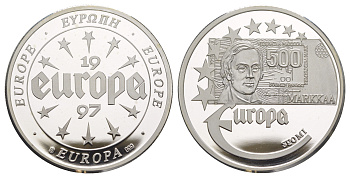 Финляндия серия медалей "Европа" 1997 диаметр 40 мм, вес 20 гр серебро PROOF 11-323-45