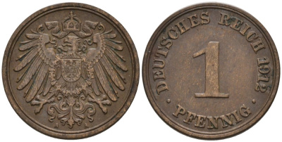 Германия 1 пфенниг 1912 A KM 10, J. 10 медь 4576-231