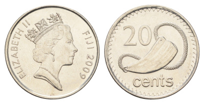 Фиджи 20 центов 2009 KM 121 сталь плакированная никелем UNC 4666-544
