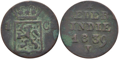 Нидерландская Индия 1 цент 1839 J KM 290 медь 31-1033