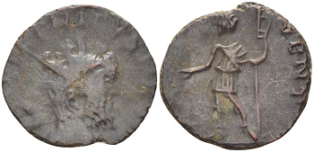 Римская Империя (императоры в Галлии) антониниан 273 - 274 Тетрик I. PRINC IVVENT, Тетрик II в военном доспехе, держит копье, Колония Агриппины, Very fine RIC 115 биллон 1073-14-64