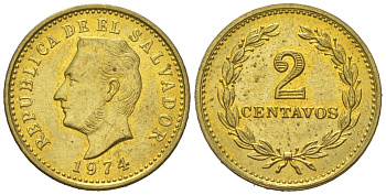 Сальвадор 2 сентаво 1974 KM 147 никель латунь aUNC 4588-325