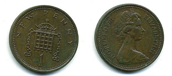 Великобритания 1 пенни 1971 Елизавета II (1952-2022) KM 915, Spink 4237 (B1) бронза37-259
