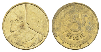 Бельгия 5 франков 1986 Belgie, Бодуэн I (1951-1993) KM 164 медь алюминий никель 4706-241