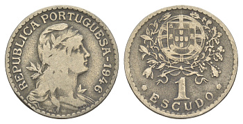 Португалия 1 эскудо 1946 KM 578 никель латунь 4163-714