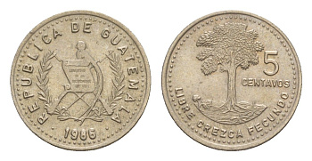 Гватемала 5 сентаво 1986 KM 276 медно-никель 4649-927