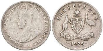 Австралия 3 пенса 1925 Георг V (1910-1936) KM 24 серебро 4621-1132