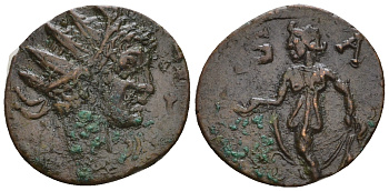 Римская Империя, императоры в Галлии антониниан 273 - 274 Тетрик II в ранге цезаря, C PIV ESV TETRICVS CAES, бюст цезаря / SPES AVGG, Спея, персонификация Надежды, локальная чеканка в Галлии RIC 270 биллон 1073-25-97