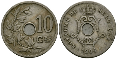 Бельгия 10 сантимов 1904 Belgique KM 52 медно-никель 4172-815