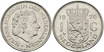 Нидерланды 1 гульден 1976 Юлиана (1948-1980) KM 184а никель 94-642