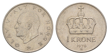 Норвегия 1 крона 1976 Улаф V (1957-1991) KM 419 медно-никель aUNC 4635-712