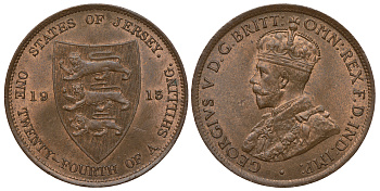 Джерси 1/24 шиллинга 1913 Георг V (1910-1936) KM 11 бронза aUNC 650-423