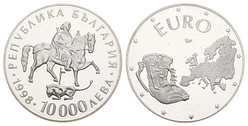 Болгария 10000 левов 1998 Евроассоциация KM 235 серебро PROOF 413-4943