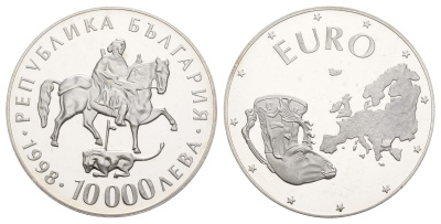Болгария 10000 левов 1998 Евроассоциация KM 235 серебро PROOF 413-4943