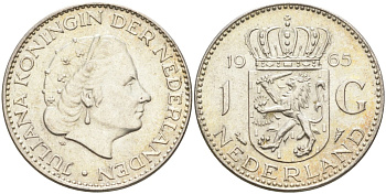 Нидерланды 1 гульден 1965 Юлиана (1948-1980) KM 184 серебро 4126-1147