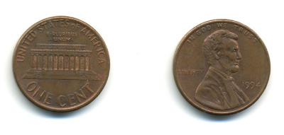 США 1 ЦЕНТ 1994 ЛИНКОЛЬН KM 201b цинк плакированный медью 80-747