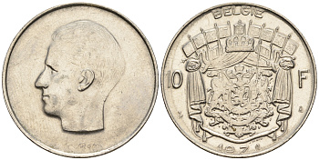 Бельгия 10 франков 1971 Belgie, Бодуэн I (1951-1993) KM 156.1 никель 259-1055