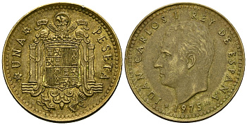 Испания 1 песета 1975 (79) Хуан Карлос I (1975-2014) KM 806 алюминиевая бронза 4172-523