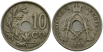 Бельгия 10 сантимов 1928 Belgie KM 86 медно-никель 4163-133