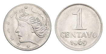 Бразилия 1 сентаво 1969 KM 575.2 нержавеющая сталь UNC 4644-412