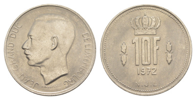 Люксембург 10 франков 1972 Герцог Жан (1964-1999) KM 57 никель 4641-1054