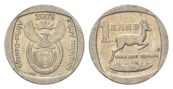 ЮАР 1 ранд 2008 KM 444 медь плакированная никелем 4627-469
