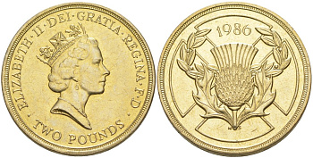 Великобритания 2 фунта 1986 Елизавета II (1952-2022), XIII Игры Британского Содружества KM 947, Spink 4311 (K1) никель латунь 180-1035